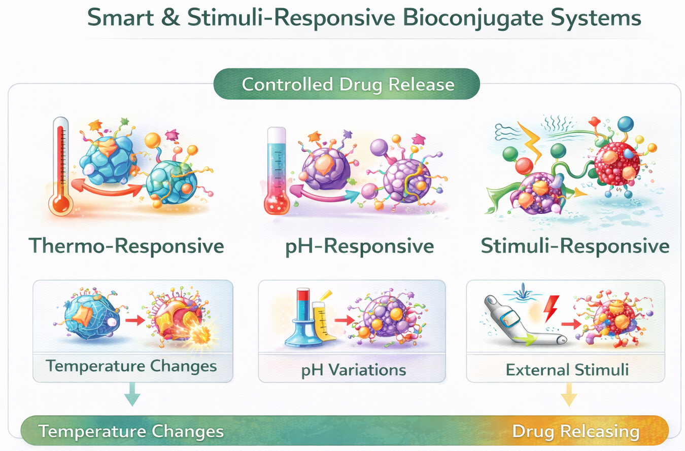 thermo-responsive conjugates, pH-responsive conjugates, control drug release