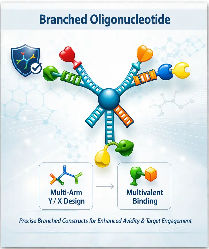 Branched oligonucleotide construct illustration