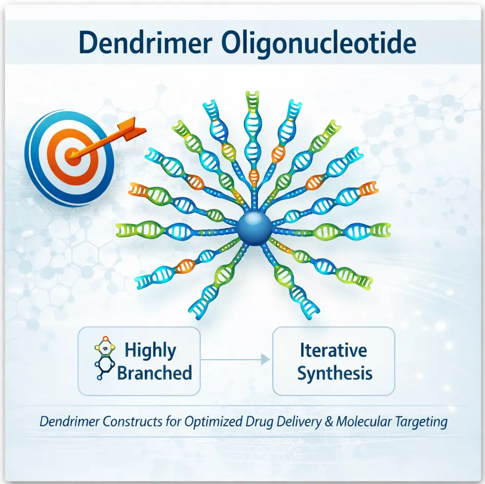 Dendrimer oligonucleotide construct illustration