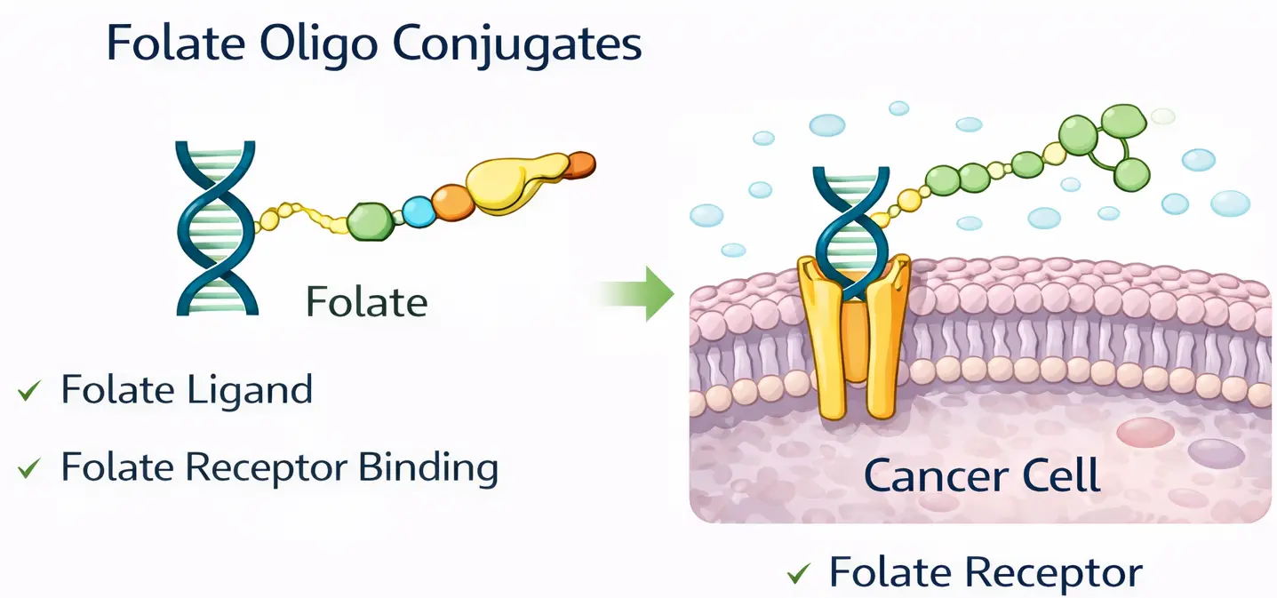 Folate receptor targeted oligonucleotide conjugation