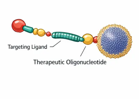 Therapeutic oligonucleotide conjugated to ligand or delivery system illustration
